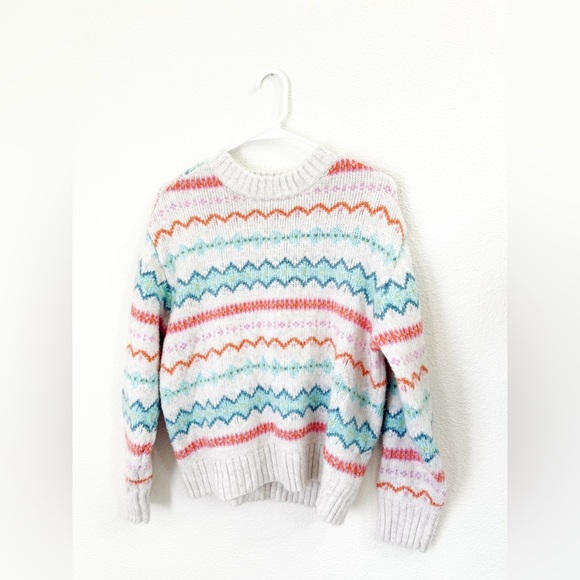 American Eagle Outfitters Rainbow Oversized Fair Isle Crewneck Sweater Size S - Picture 3 of 9